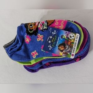 Disney Encanto Girls No Show Socks, 6 Pack, Shoe Size: S=6-10.5, New With Tag